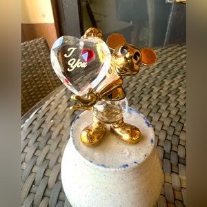 Rare Disney Mickey Mouse Gold Plated Lead Crystal Figurine